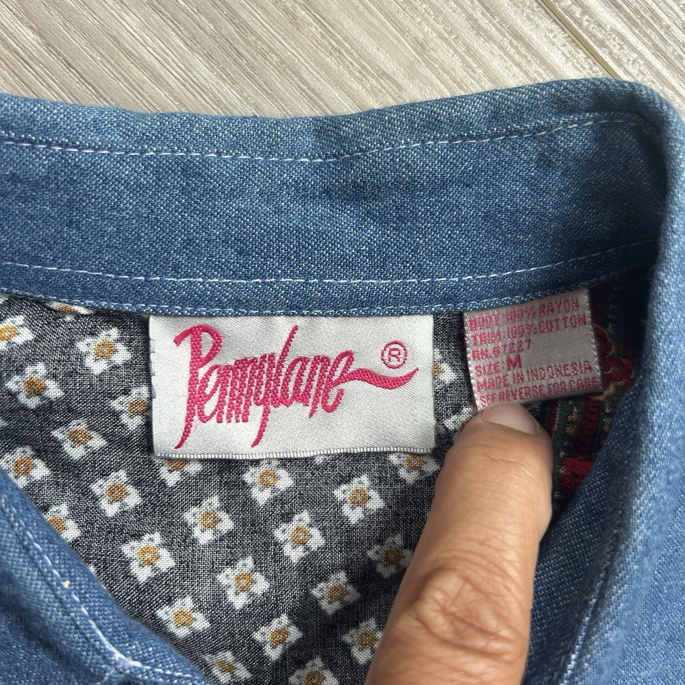 Vintage Pennylane Women's Patchwork Button-Up Bla… - image 6